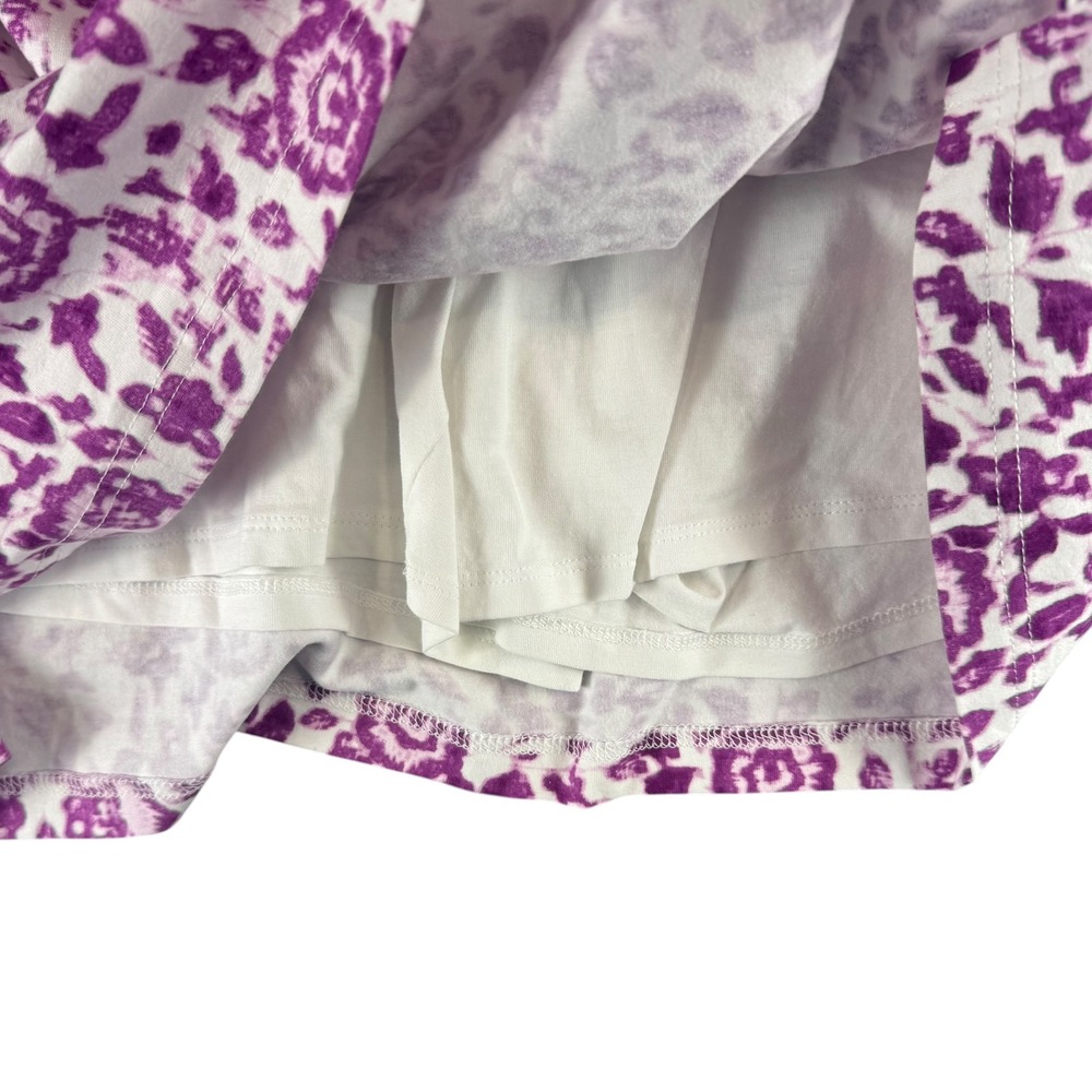 Jones New York Signature Purple White Floral Skort Size L Pockets Stretch Skirt - Picture 5 of 6
